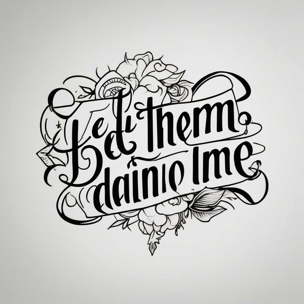 Fine line dainty cursive tattoo with the saying “let them & let me” second skin tattoo, AI-generated Old School tattoo design